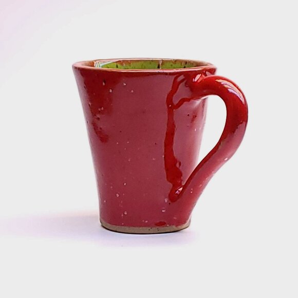 Ceramic Studio Coffee Mug Signed Joan G. Art Pottery Hand Thrown Red Glaze - Picture 10 of 13